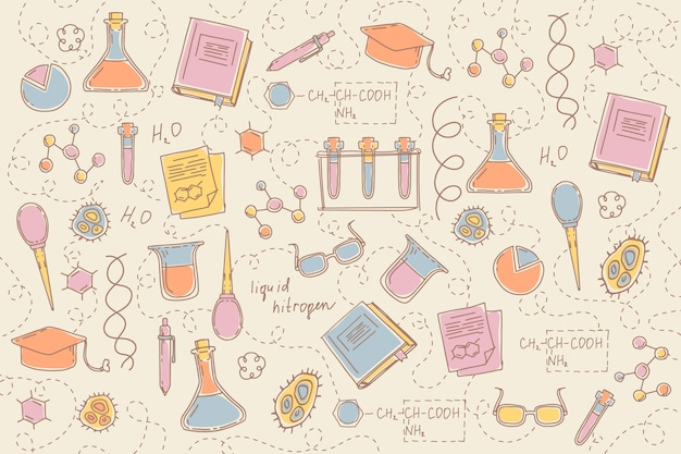 Hand drawn science education background