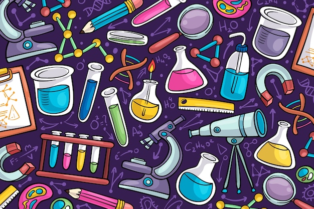 Hand-drawn science education wallpaper