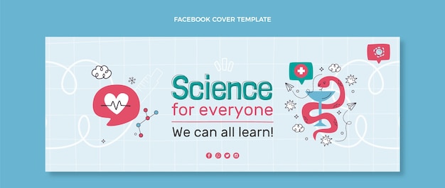 Copertina di facebook di scienza disegnata a mano