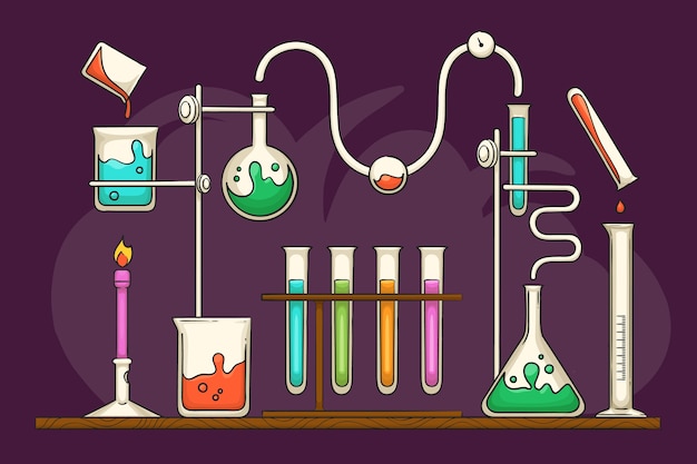 Hand drawn science lab