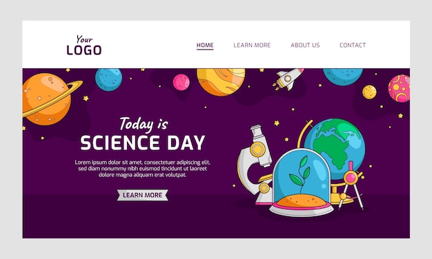 Hand drawn science landing page template