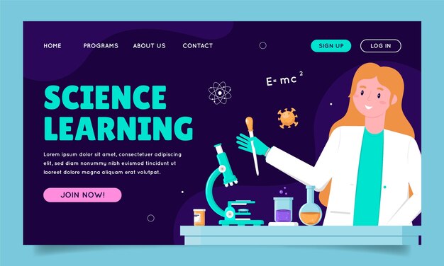 Hand drawn science  landing page template