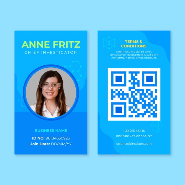 Hand drawn science research id card