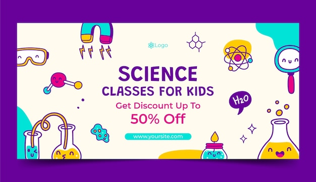 Hand drawn science sale banner template