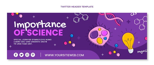 Vettore gratuito intestazione di twitter scientifica disegnata a mano