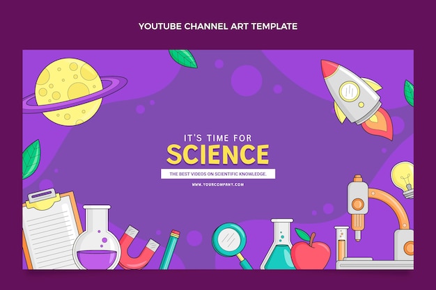 無料ベクター 手描きの科学のyoutubeチャンネルアート