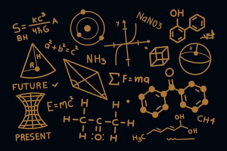 Free Vector hand drawn scientific formulas on chalkboard background