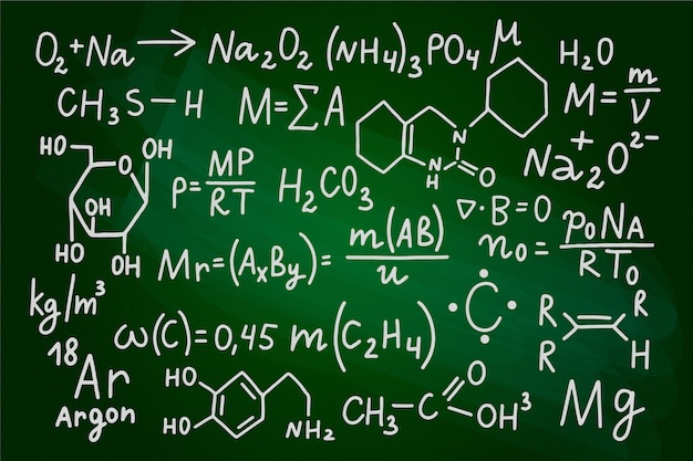 Free vector hand drawn scientific formulas on chalkboard