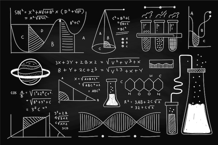 Free Vector hand drawn scientific formulas on chalkboard