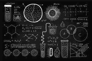 Free vector hand drawn scientific formulas on chalkboard