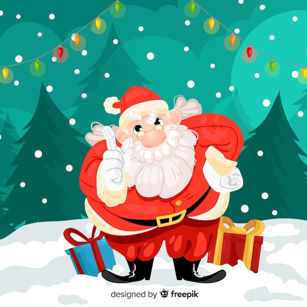 Hand drawn scolding santa christmas background