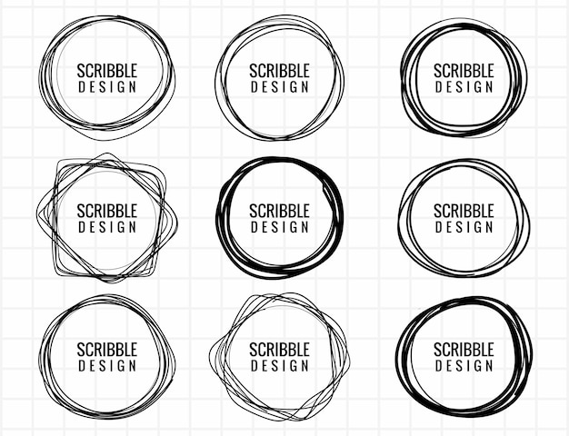 Hand drawn scribble circle set design