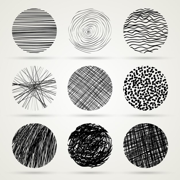 Hand drawn scribble circles template Monochrome creative illustration Vector