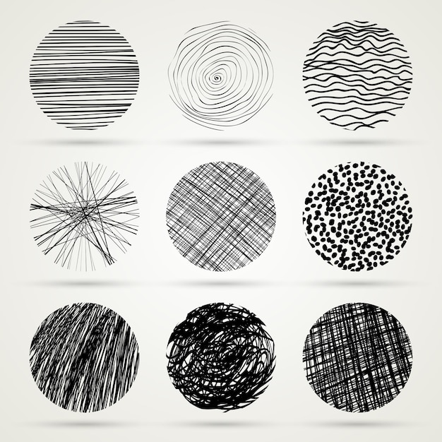 Рисованной каракули кругов шаблон Монохромный творческие иллюстрации вектор