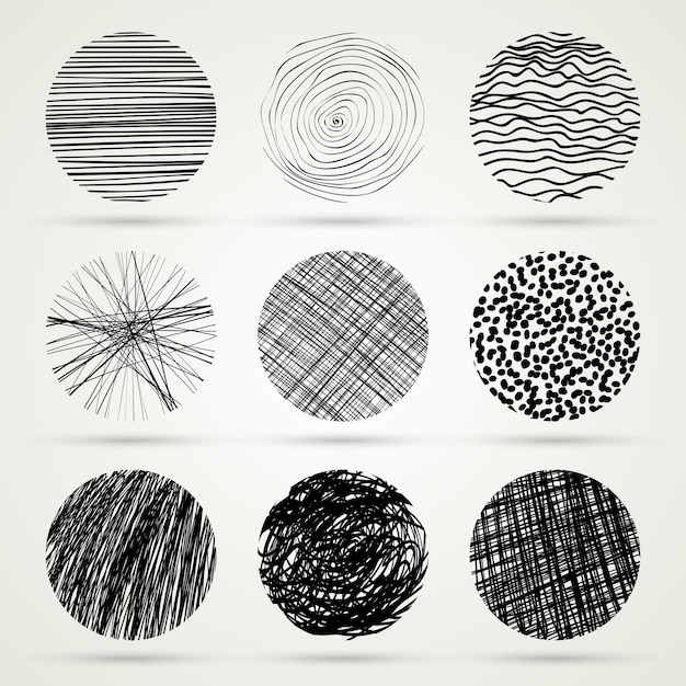 Hand drawn scribble circles template Monochrome creative illustration Vector