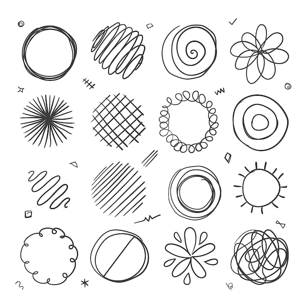 Free vector hand drawn scribble element set