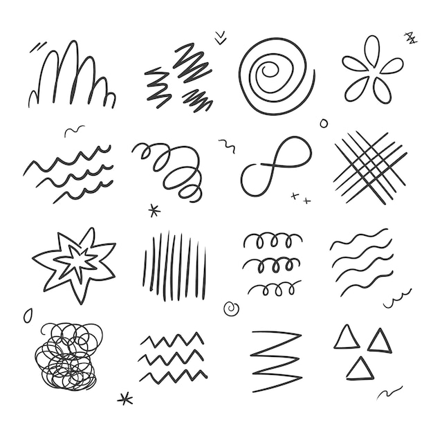 Free vector hand drawn scribble element set