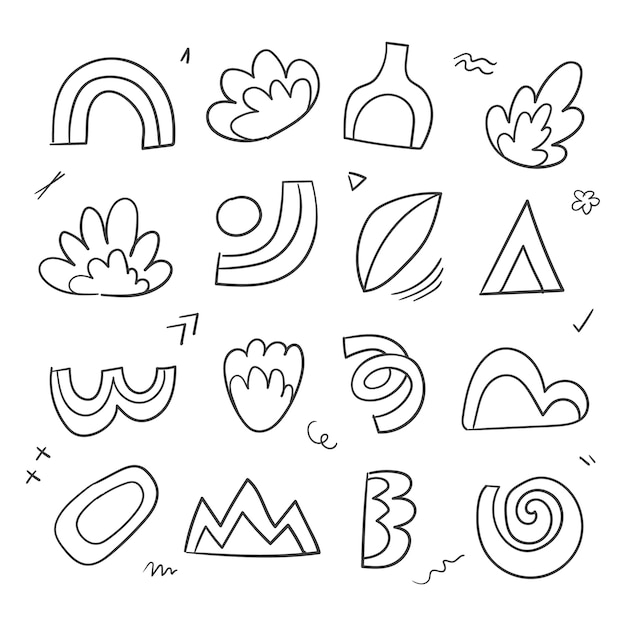 Hand drawn scribble element set