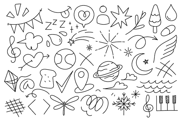 Free vector hand drawn scribble element set