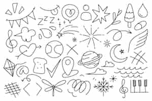 Free vector hand drawn scribble element set