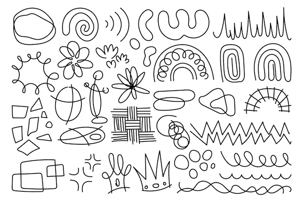 Free vector hand drawn scribble element set