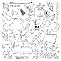 Free vector hand drawn scribble element set