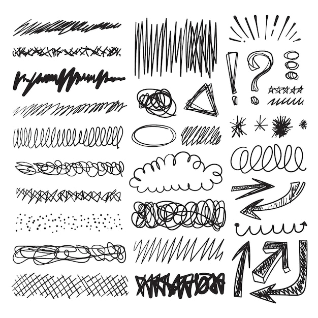 Hand drawn scribble set