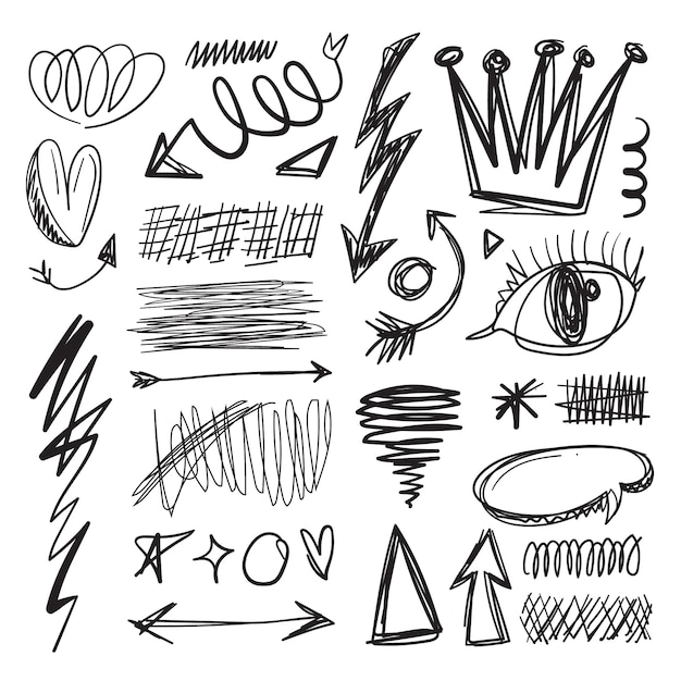 Hand drawn scribble set