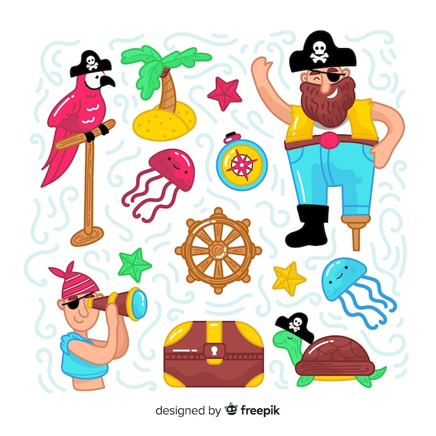 Free vector hand drawn sea characters collection