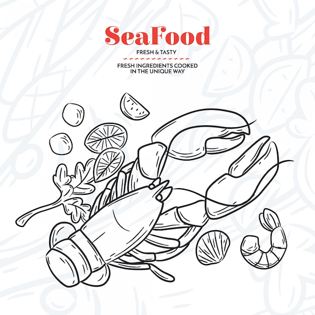 Free vector hand drawn seafood elementes