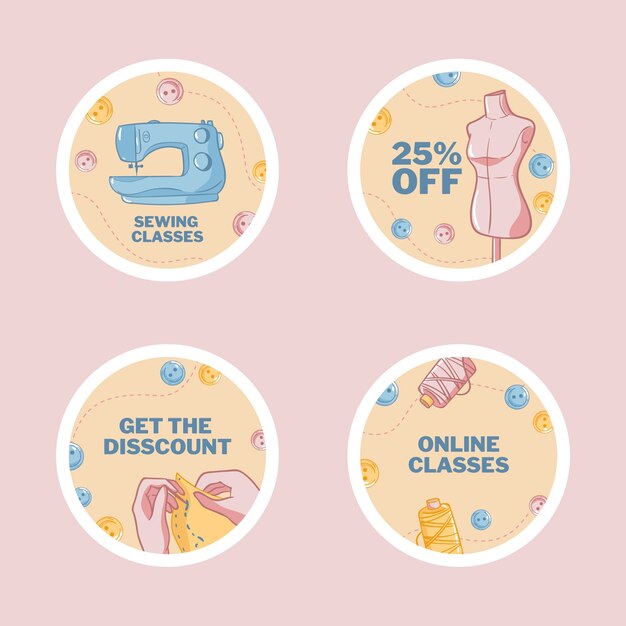 Hand drawn seamstress atelier labels
