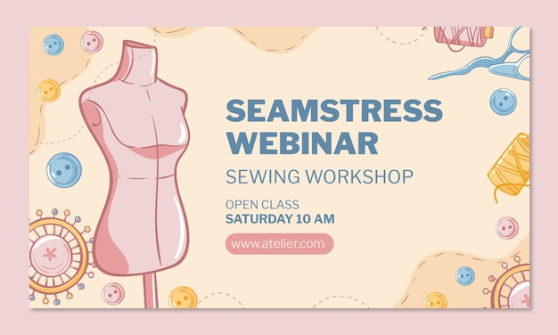 Hand drawn seamstress atelier webinar