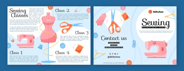 Hand drawn seamstress brochure template