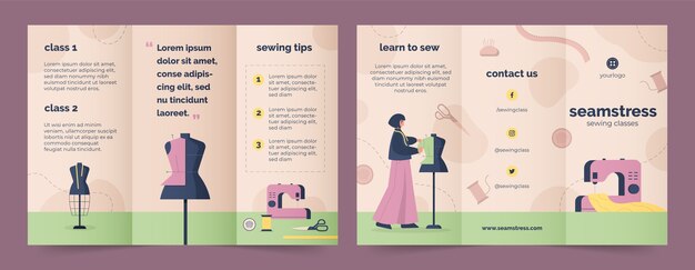 Hand drawn seamstress brochure template