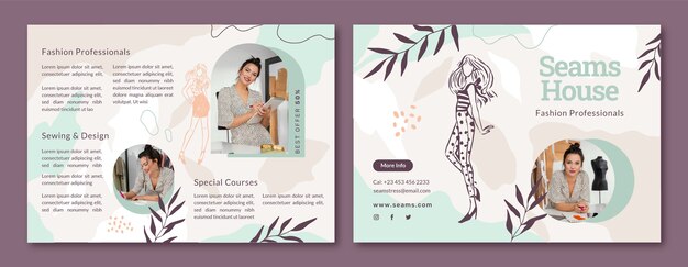 Hand drawn seamstress brochure