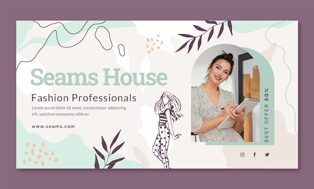 Free vector hand drawn seamstress facebook ad