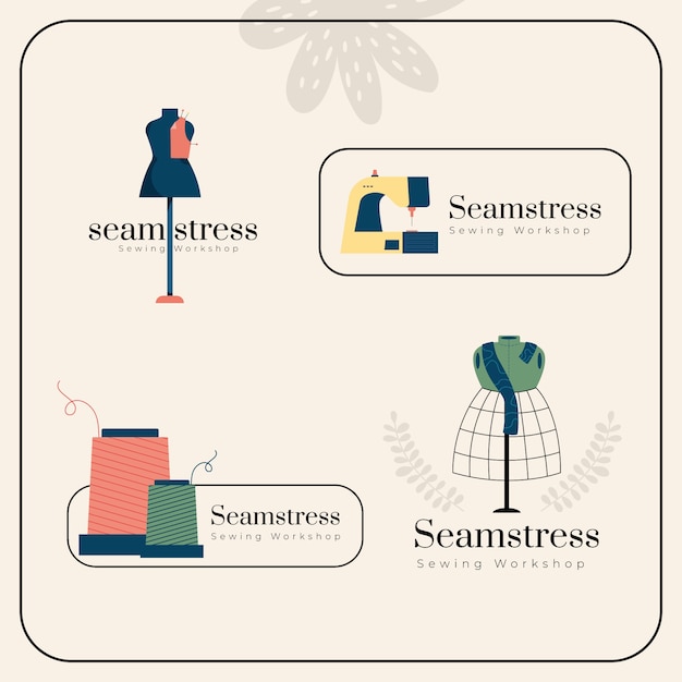 Hand drawn seamstress labels template