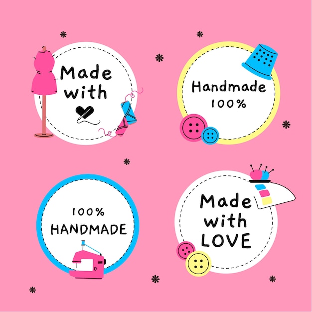 Free vector hand drawn seamstress labels template