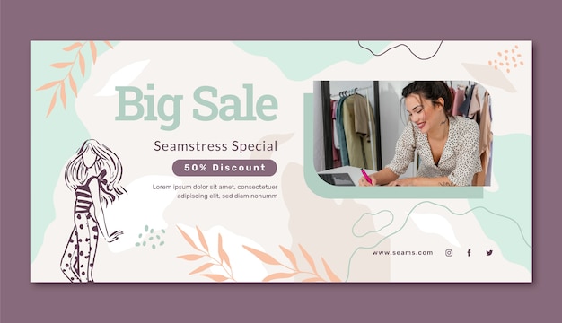 Free vector hand drawn seamstress sale background