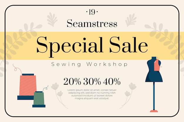 Free vector hand drawn seamstress special sale background