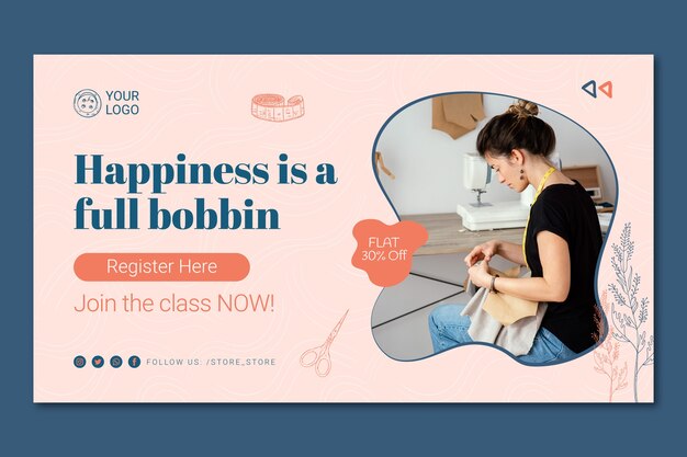 Hand drawn seamstress webinar template