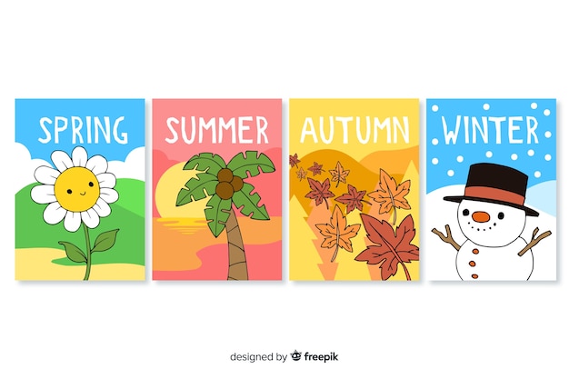 Free vector hand drawn seasonal poster collection