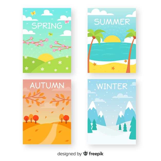 Free vector hand drawn seasonal poster collection