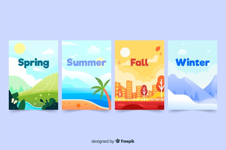 Free Vector hand drawn seasonal poster collection