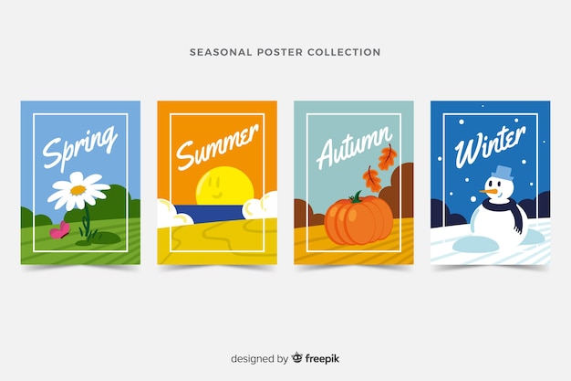 Free vector hand drawn seasonal poster collection