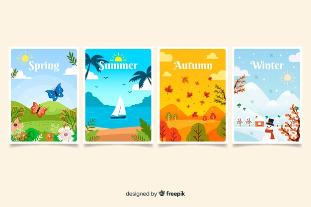 Hand drawn seasonal poster pack