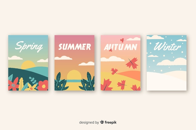 Hand drawn seasonal poster template collection