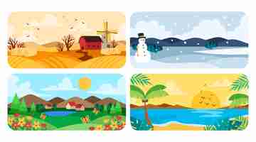 Free vector hand drawn seasons collection