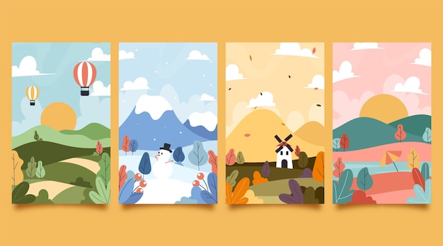 Hand drawn seasons set