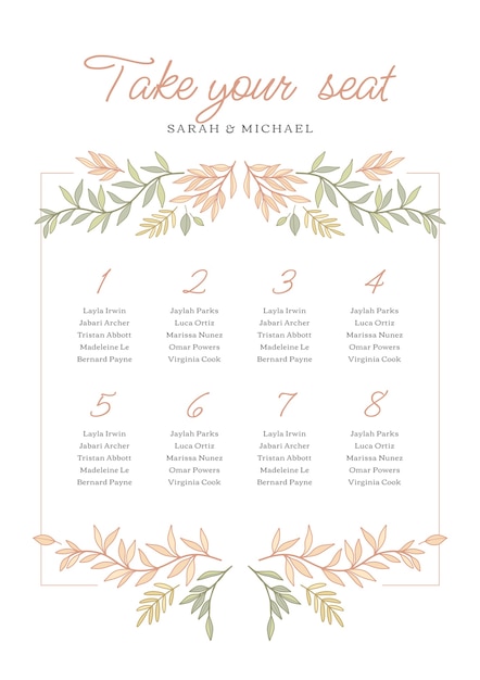 Free vector hand drawn seating plan wedding template